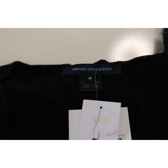 NWT French Connection Black Loa Joss Sequin Balloon Lace Sleeve V Neck Sweater - Picture 4 of 11